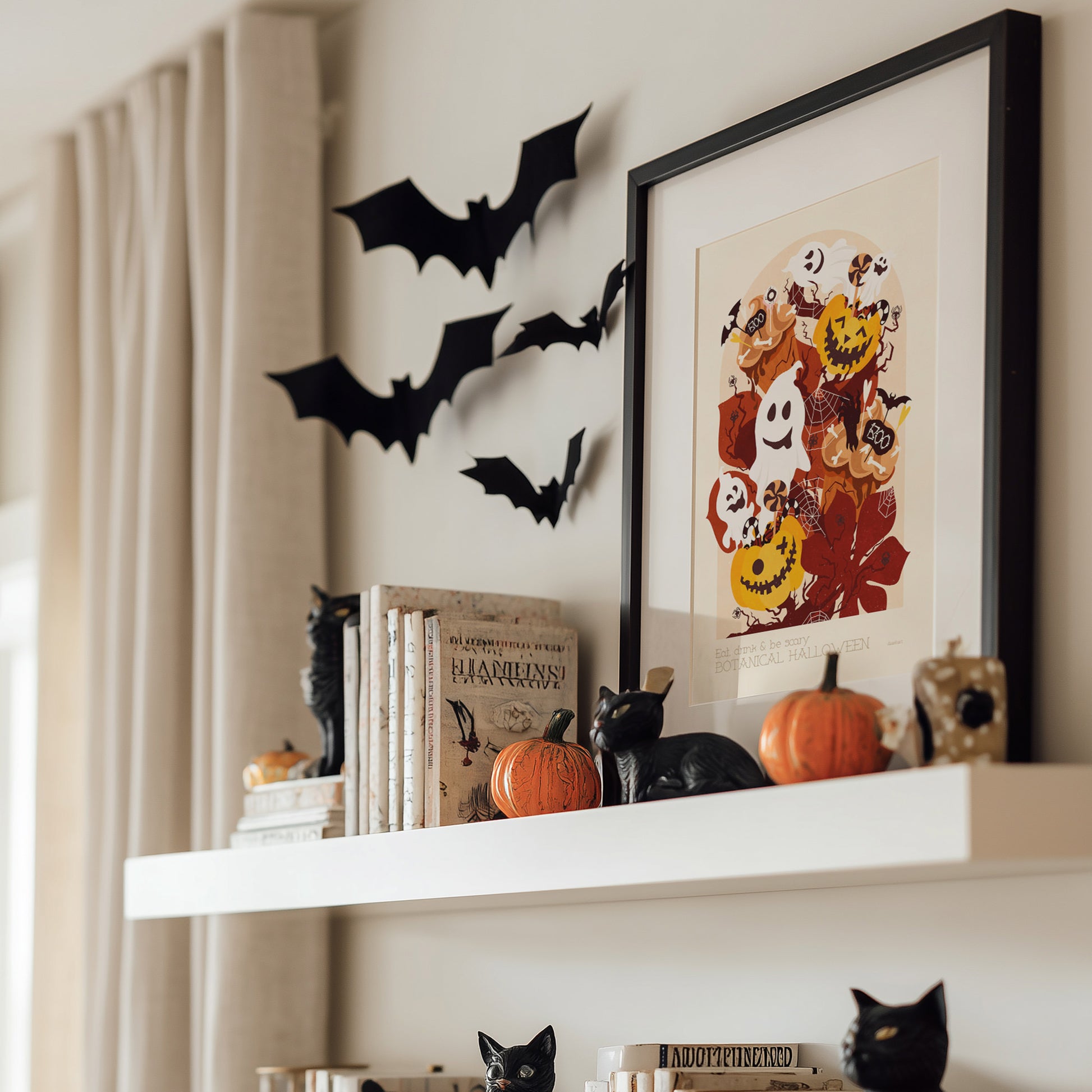 autumn Halloween pumpkin ghost muffins dessert floral fast food printable wall art modern kitchen shelf decor spooky botanical thanksgiving table entryway digital poster dining room decor mystical prints Boo funny dining living room children kids nature rustic illustration farm farmhouse Dark Academia Gothic Aesthetic Fall instant download downloadable large contemporary wall hanging vintage handmade textures seasonal moody decoration sweet dessert