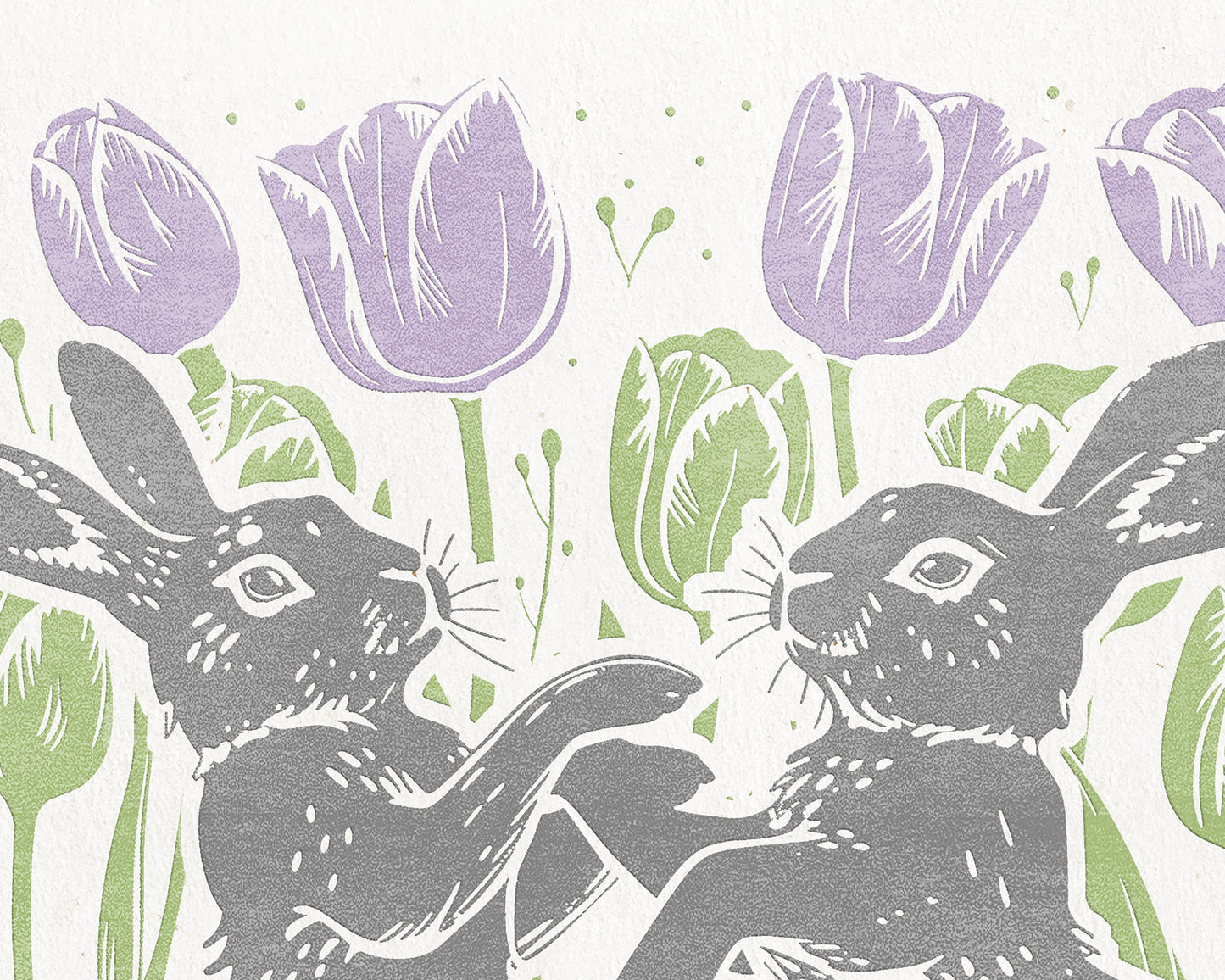 Dancing rabbits with tulips flower and plant Printable linocut prints wall art Relief texture Kids decor Digital downloadable poster Bunnies Bunny rabbit Children kids room wall decor art Funny bedroom home workspace illustration