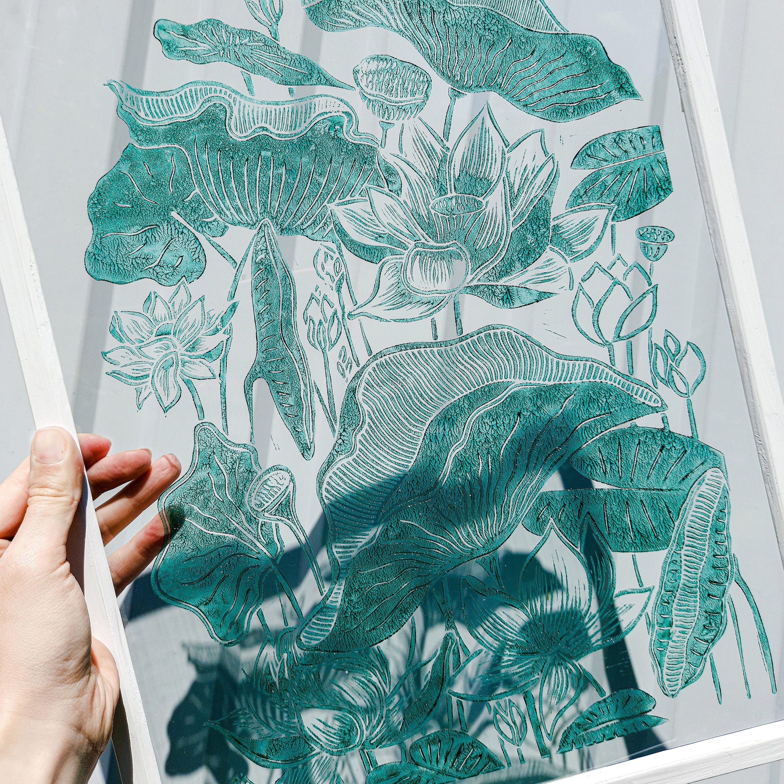 Linocut print on plexiglass Original artwork for your home decor – daashart