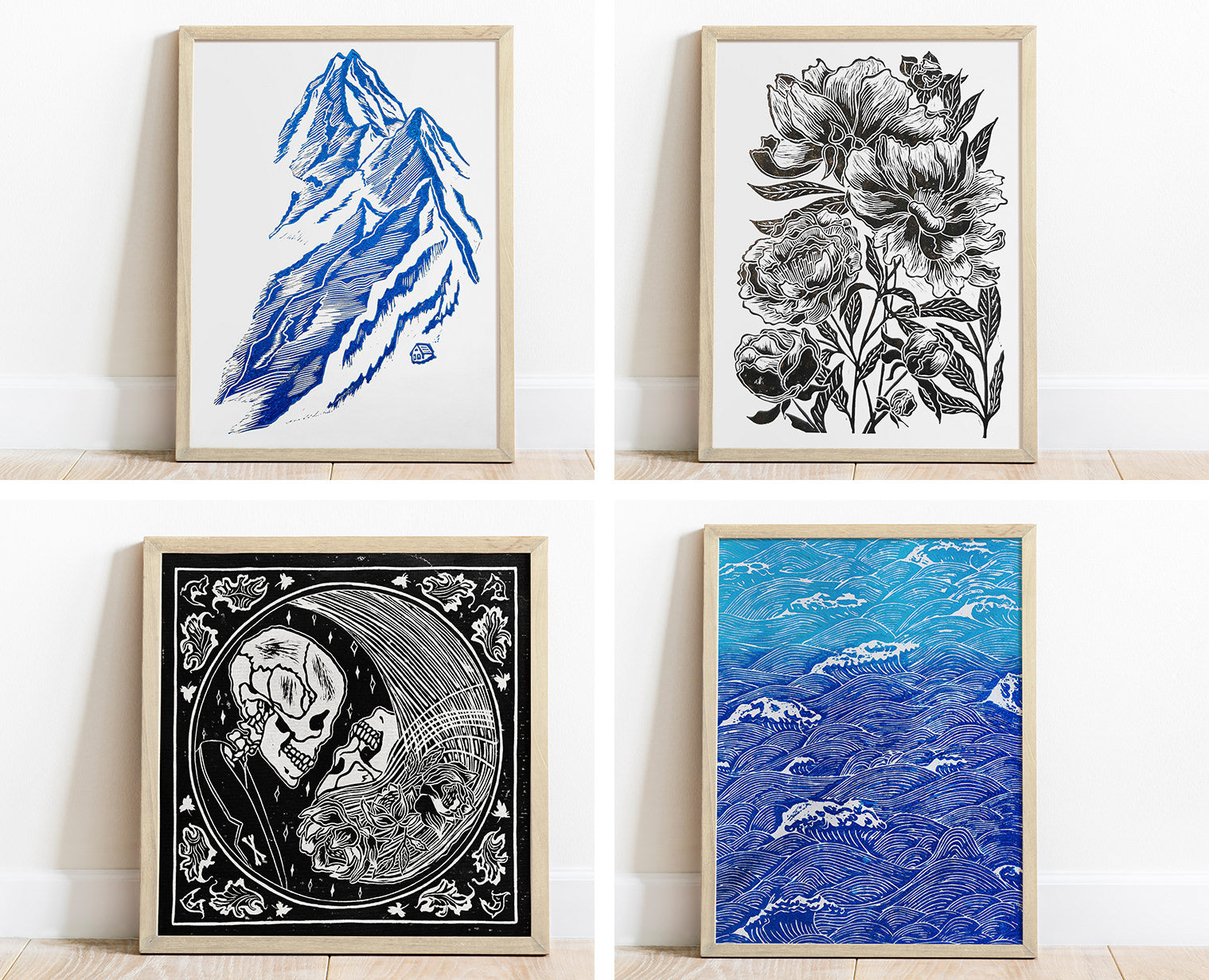 Original linocut print daashart