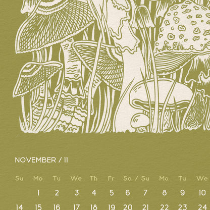 trendy 2027 palette  meadowland green printable botanical flowers monthly calendar 11x17in linocut prints illustrated calendar living room wall art home office decor new year gift INSTANT DOWNLOAD 2027 wall calendar home office hostess gift grandmother floral lino nature lover bedroom self christmas xmas digital product modern kitchen Cottagecore vertical coworker housewarming new homeowner friend downloadable rustic hanging farmhouse mother sister wife women farm girlfriend godmother for her
