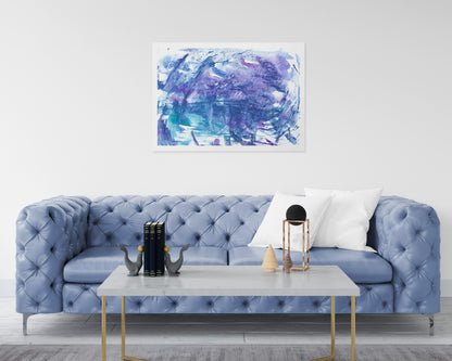 Blue and purple abstract painting «Textured Impressions I» poster Printable wall art Contemporary modern Instant download New home gift Modern living room Bedroom abstraction Digital wall decor 