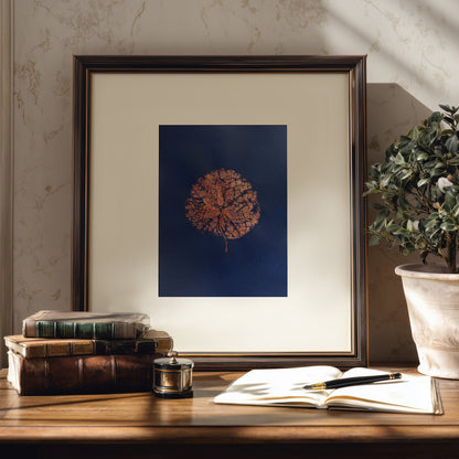 Dark blue plant monotype print botanical wall decor bronze leaf original artwork cottagecore art living room one of a kind thoughtful teacher nature lover gift chateaucore bedroom christmas gift for professor 
minimalist large farm housewarming printmaking hostess rustic grandmother wife daughter big sister sister girlfriend new home plant farmhouse foraged modern kitchen laundry entryway decordried home office decorated appreciation back to school thoughtful Present Thank You self Unique