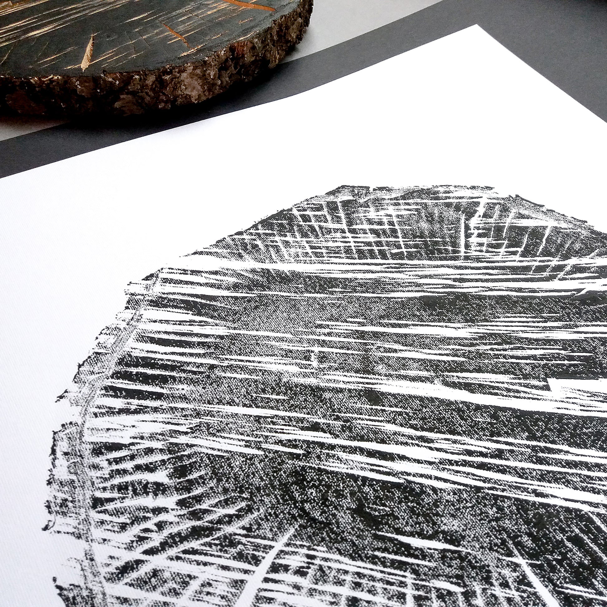 Woodcut Nature Tree Ring Wood Print Original Artwork Relief Circle Wall Art Living Room Rustic Decor Eco Friendly Gift Black Friday Sale