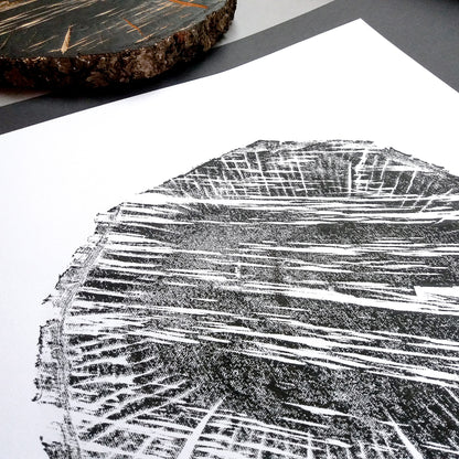 Woodcut Nature Tree Ring Wood Print Original Artwork Relief Circle Wall Art Living Room Rustic Decor Eco Friendly Gift Black Friday Sale