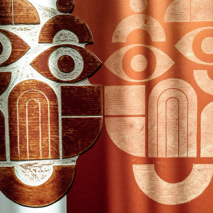 linocut print original artwork mid century modern lino linogravure printmaking terracotta color abstract bauhaus style funny face shapes minimalist wall art mindful christmas gift bedroom bohemian boho mystical couple classical style anniversary newlywed dopamine inspirational living room self contemporary entryway bathroom dining kitchen shelf sister mom mother girlfriend housewarming new appartment coworker printmaking relief block minimal apartment