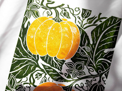 Pumpkin relief linocut print Original block print artwork