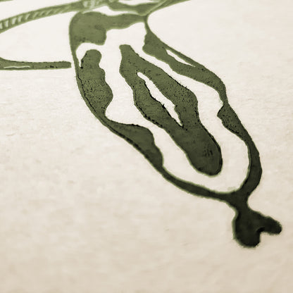 sage green color tattoo snakes large linocut print rustic linogravure original artwork living room hallway wall reading nook wilderkind forestcore self gift man cave decor english cottage art