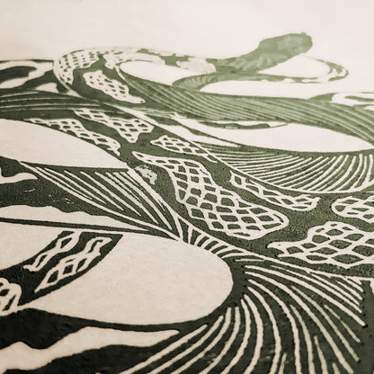 sage green color tattoo snakes large linocut print rustic linogravure original artwork living room hallway wall reading nook wilderkind forestcore self gift man cave decor english cottage art
study room, dorm room decor, diy gift, Dining Room Decor, Dining room art, daughter in law gift, bookshelf decor, Block print, Bedroom wall art, aunt gift, Aesthetic wall art