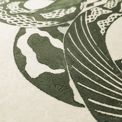 sage green color tattoo snakes large linocut print rustic linogravure original artwork living room hallway wall reading nook wilderkind forestcore self gift man cave decor english cottage art