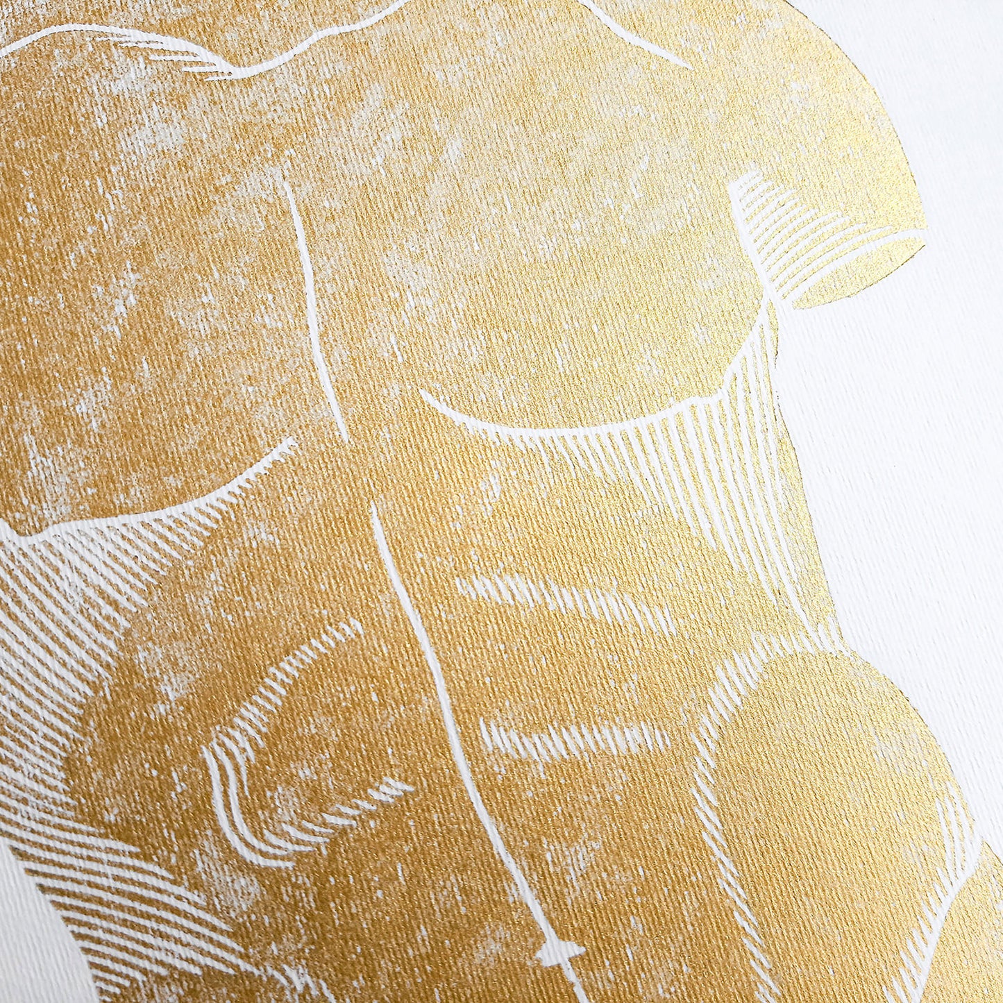 gold nude bust man cave decor large linocut print antique sculpture original artwork midimalism bathroom aesthetic classic self gift husband present gift for him vanity area decor modern linogravure lino monoprint body block relief primary bedroom minimalism best friend handmade home housewarming home office entryway laundry above bed dorm living contemporary bedside headboard powder half bath creative studio workspace staircase glamoratti engraving etching country cottage european countryside