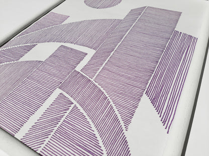 Details Purple Geometric abstract cityscape line drawing shapes artwork 