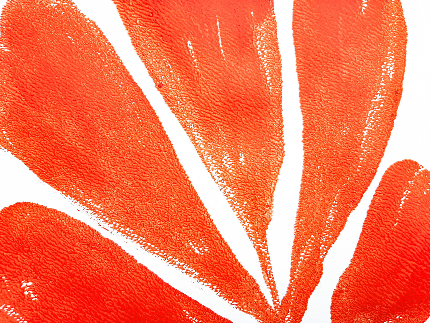 Details Red abstract plant relief Monotype print / printmaking