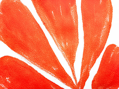 Details Red abstract plant relief Monotype print / printmaking