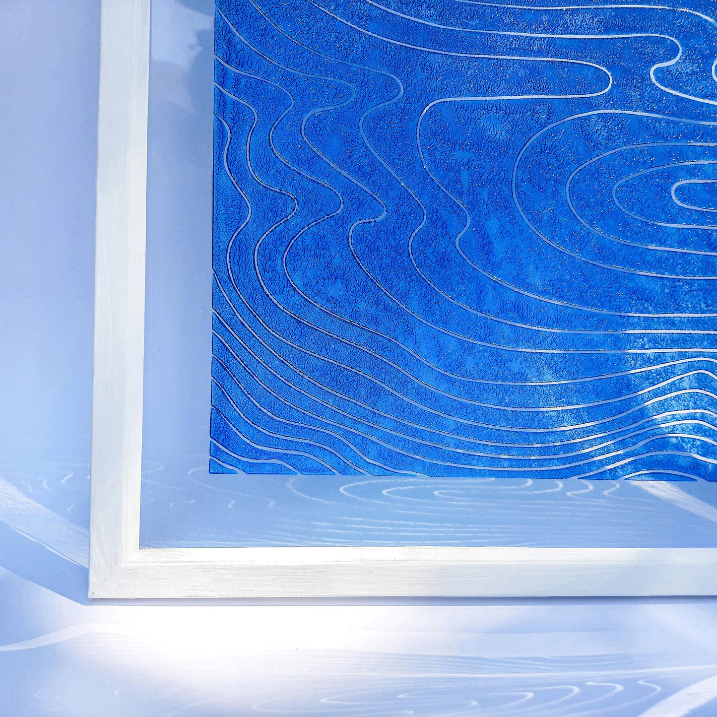 blue water relief flexible plexiglass linocut print original artwork japanese wall art nautical decor mid century modern bathroom lino printmaking abstract christmas gift hampton minimalist lines coastal scandinavian linogravure bedroom ocean contemporary maritime living block handprint decoration geometric unique dopamine eclectic chinese boho bohemian textured trendy aesthetic above bed man cave new apartment housewarming gift dining room dorm entryway heilroom laundry home office hostess