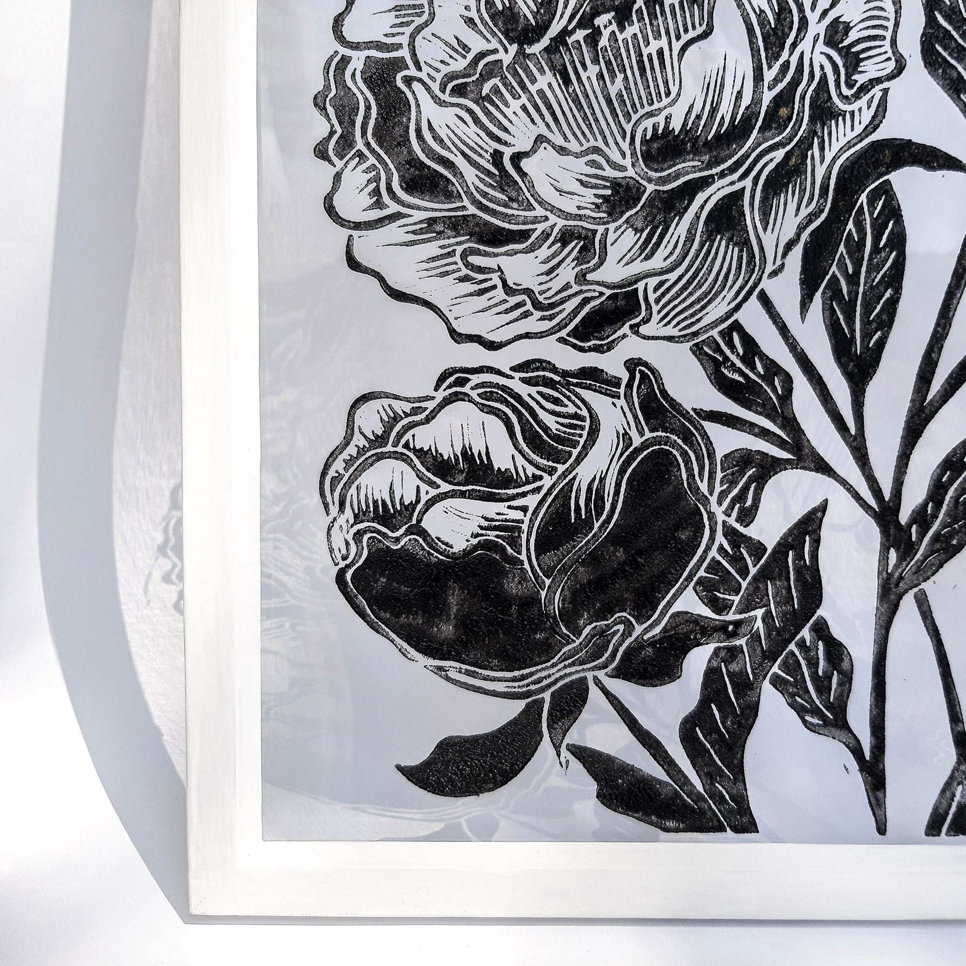peony flowers flexible plexiglass large linocut print floral lino relief block original artwork reading nook decor fine housewarming gift 
wall hanging, hand carved, unique trendy, thank you gift boss, teacher appreciation gift, powder room, creative studio wall art, treat yourself, Summer wall art, large wall art, sister in law gift, self gift, rustic artwork, scandinavian artwork, retirement gift, realtor closing gift, primary bedroom, Relief handprint, one of a kind, half bath wall art, Little Treat Gift