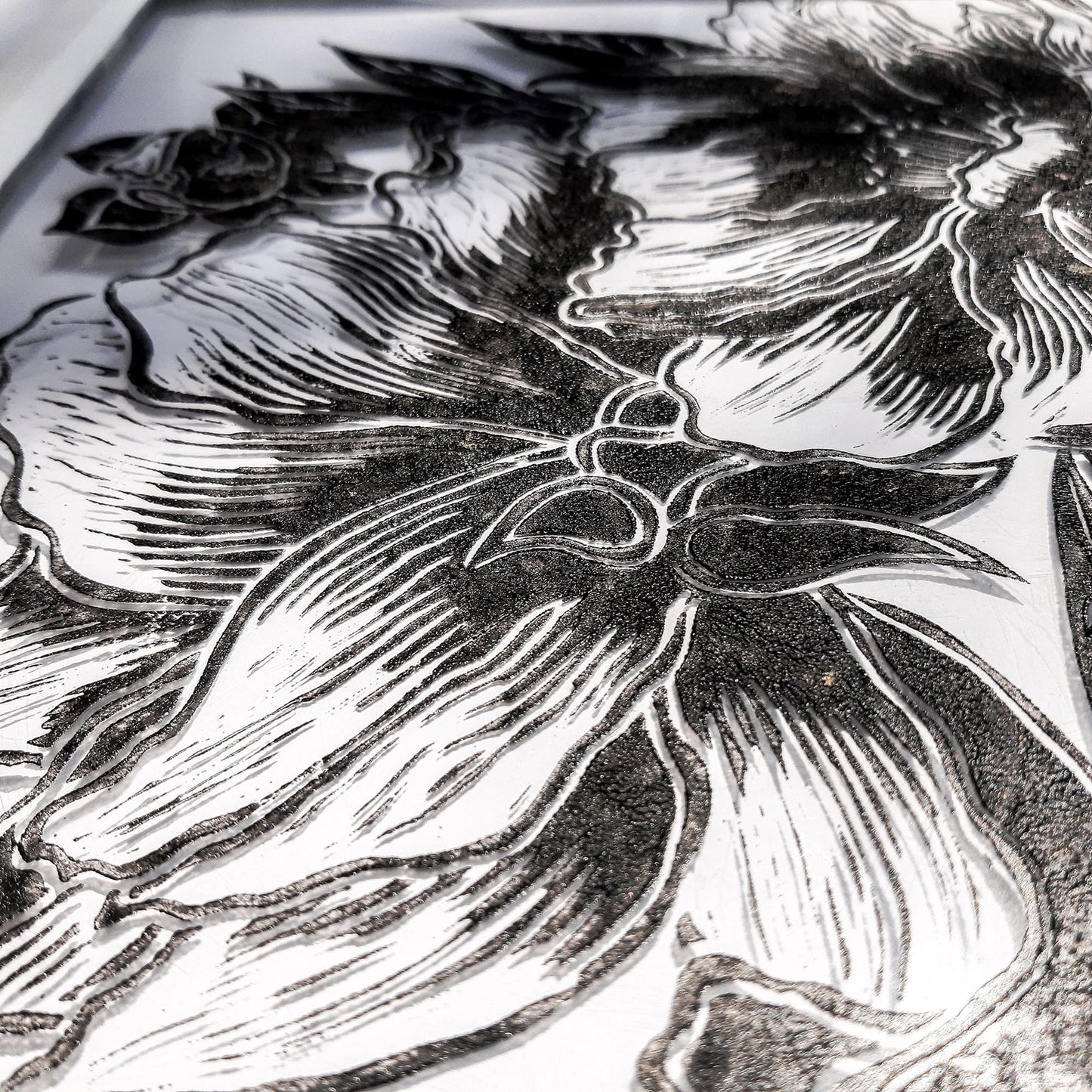 peony flowers flexible plexiglass large linocut print floral lino relief block original artwork reading nook decor fine housewarming gift botanical bedroom unique linogravure rustic entryway handprint cottagecore hallway block living room wall art sister christmas gift ideas peonies modern kitchen grandmother new home hostess one of a kind office nature lover farmhouse printmaking farm self mom mother new apartment godmother wife woman handmade dining for Her Entryway Dorm coworker present