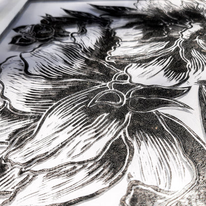 peony flowers flexible plexiglass large linocut print floral lino relief block original artwork reading nook decor fine housewarming gift botanical bedroom unique linogravure rustic entryway handprint cottagecore hallway block living room wall art sister christmas gift ideas peonies modern kitchen grandmother new home hostess one of a kind office nature lover farmhouse printmaking farm self mom mother new apartment godmother wife woman handmade dining for Her Entryway Dorm coworker present