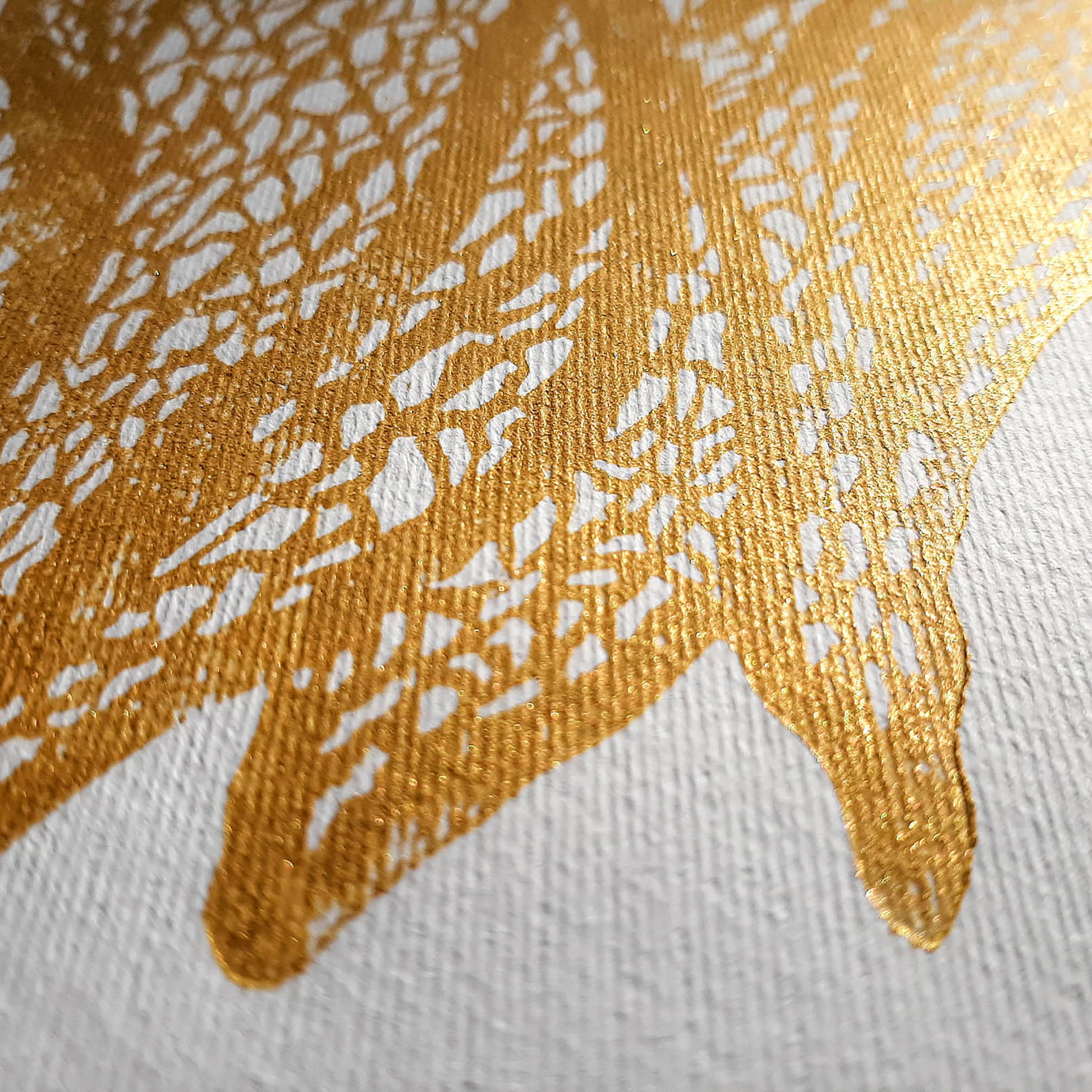 Gold physalis plant and Orange berry Linocut print