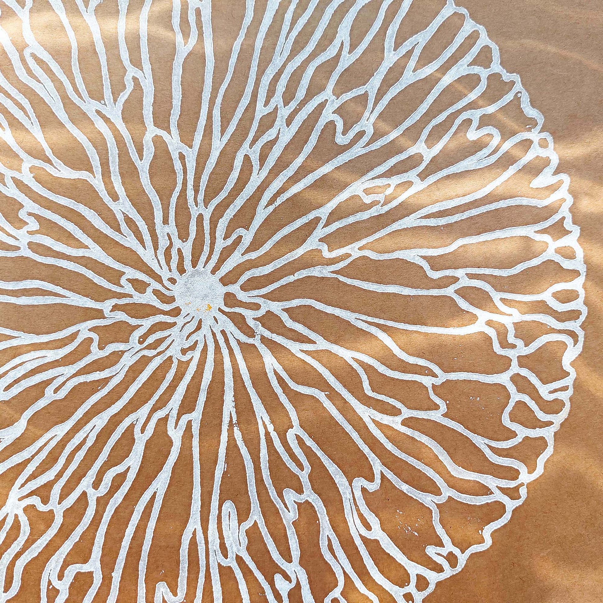 Craft wabi sabi wall decor abstract flower linocut print modern minimalist original artwork warm earth tones living room wall art hallway decor hostess gift christmas gift ideas lino rustic linogravure relief printmaking nature zen meditation mocha mousse color bedroom housewarming contemporary new home handprint unique midimalism eclectic scandinavian aesthetic above bed apartment dorm laundry entryway home office self housewarming heirloom new job girlfriend grandma grandmother mom