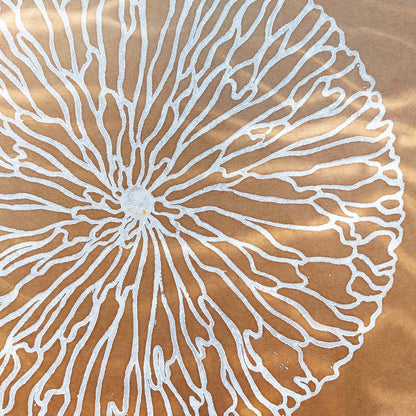 Craft wabi sabi wall decor abstract flower linocut print modern minimalist original artwork warm earth tones living room wall art hallway decor hostess gift christmas gift ideas lino rustic linogravure relief printmaking nature zen meditation mocha mousse color bedroom housewarming contemporary new home handprint unique midimalism eclectic scandinavian aesthetic above bed apartment dorm laundry entryway home office self housewarming heirloom new job girlfriend grandma grandmother mom