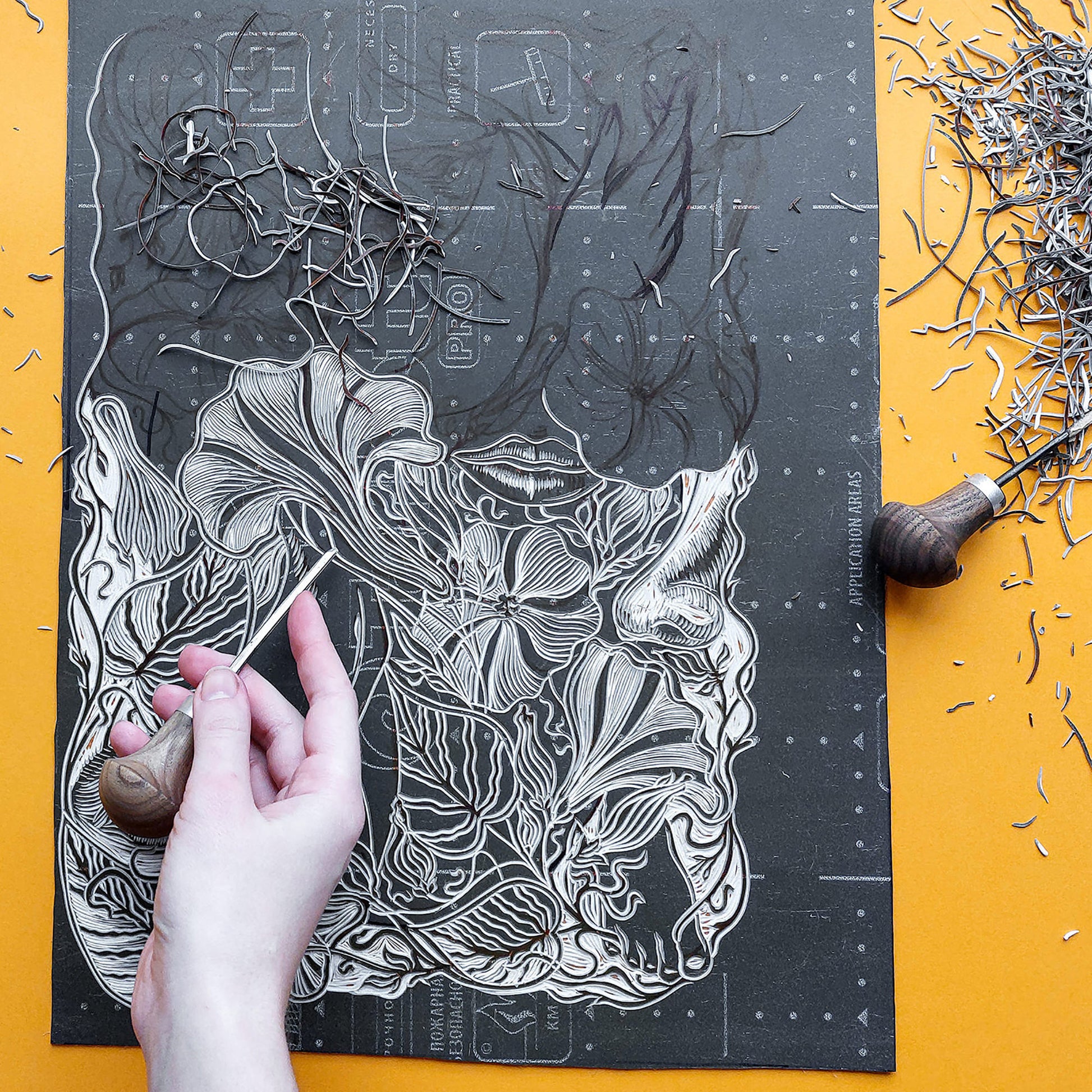  Body Human Parts Woman Eye Hand Lips Nose Bellflower Linocut block linoleum lino cutting