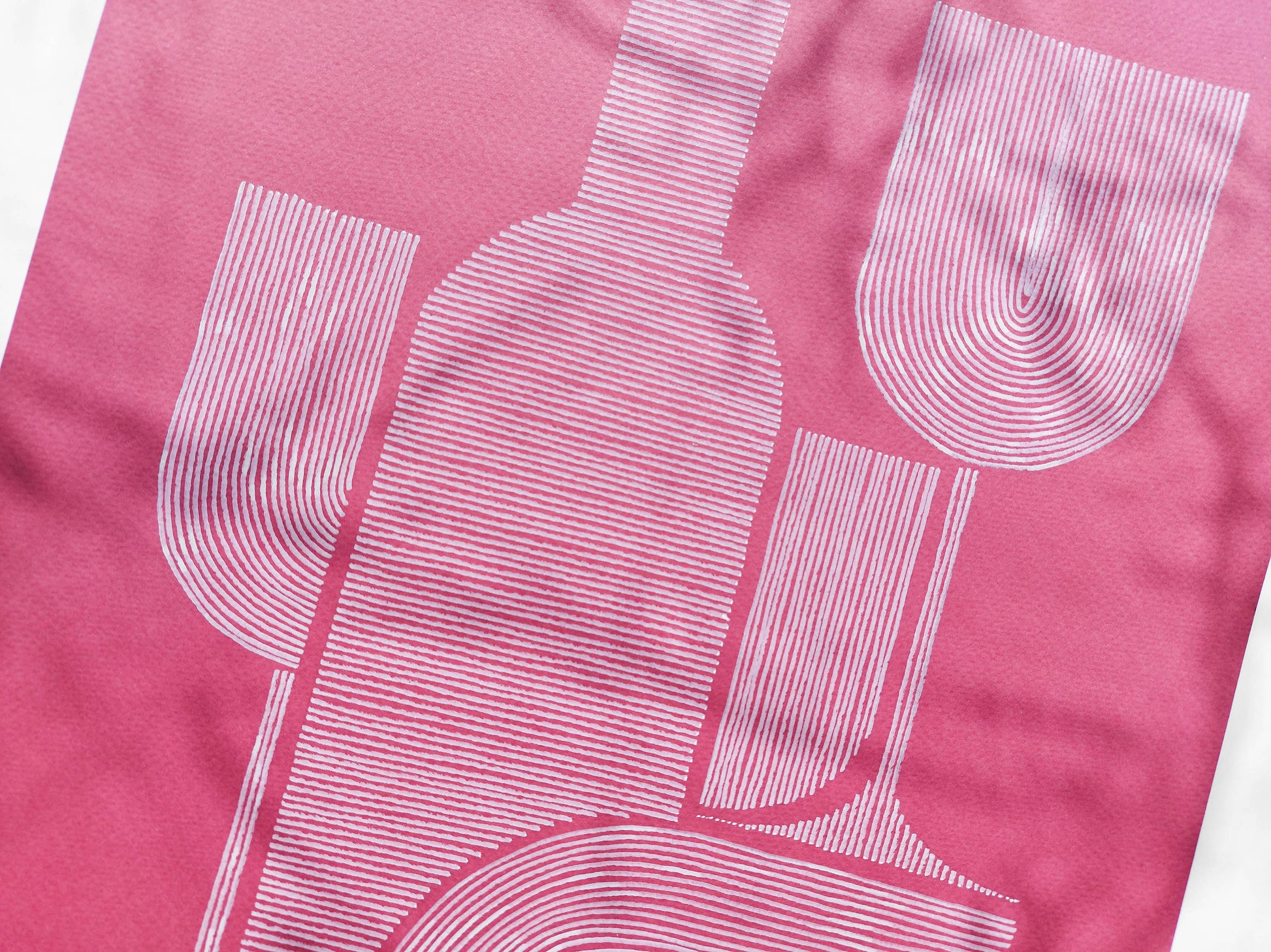 Details Viva magenta Geometric abstract wine and glass line drawing artwork