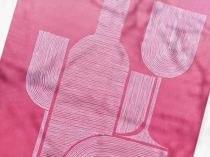 Details Viva magenta Geometric abstract wine and glass line drawing artwork