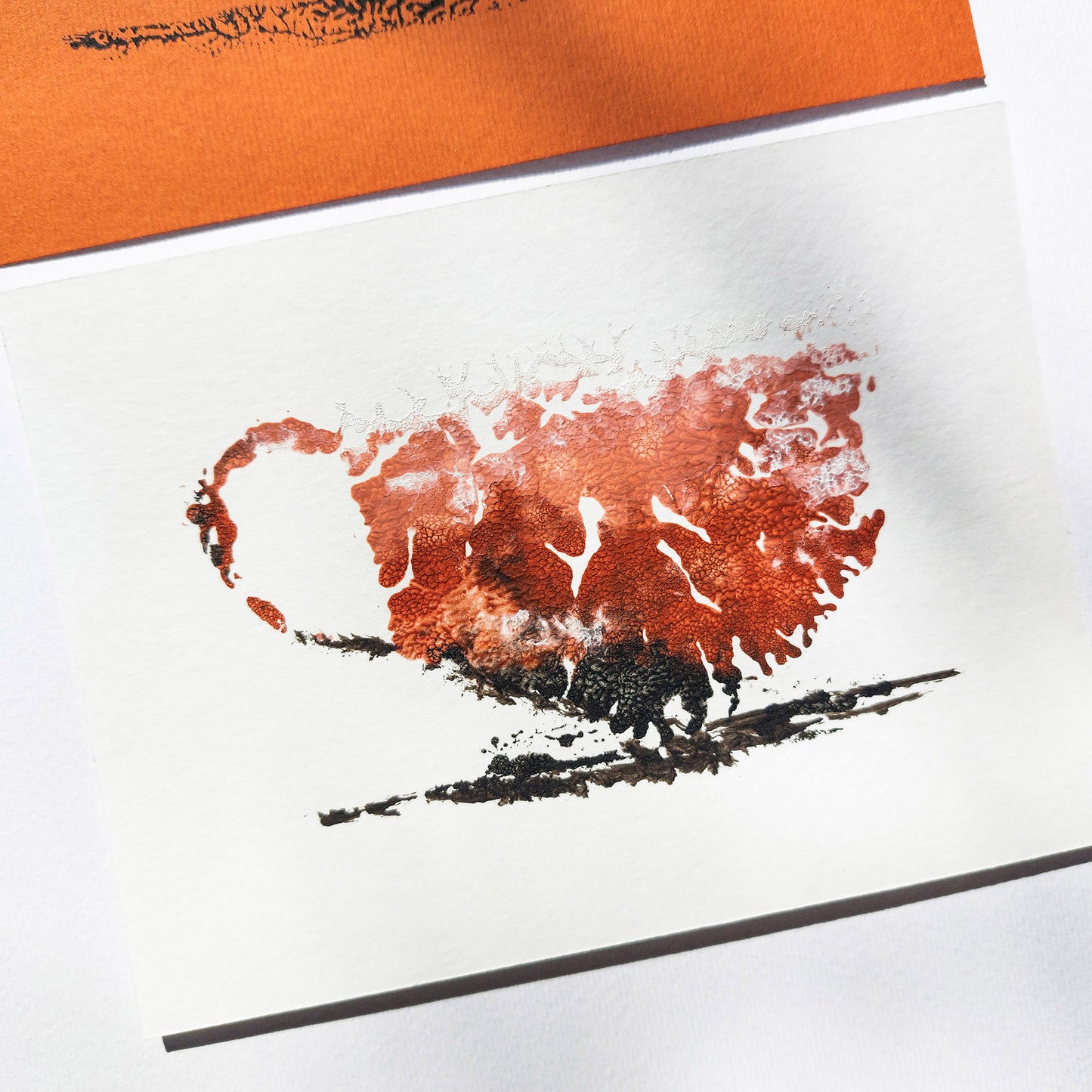 abstract cup of coffee gallery wall set of 3 monotype print modern kitchen dining room decor autumn art hostess self gift fall home office barista one of a kind coffee lover mini hot drink printmaking wife handprint unique midimalism classical dopamine eclectic scandinavian minimalist aesthetic moody girly acrylic farmhouse bookshelf shelf entryway decordried new home mom grandmom grandmother mother father handmade for the housewarming  for her friend Warm Tones Cafe Shop Cozy Breakfast Nook