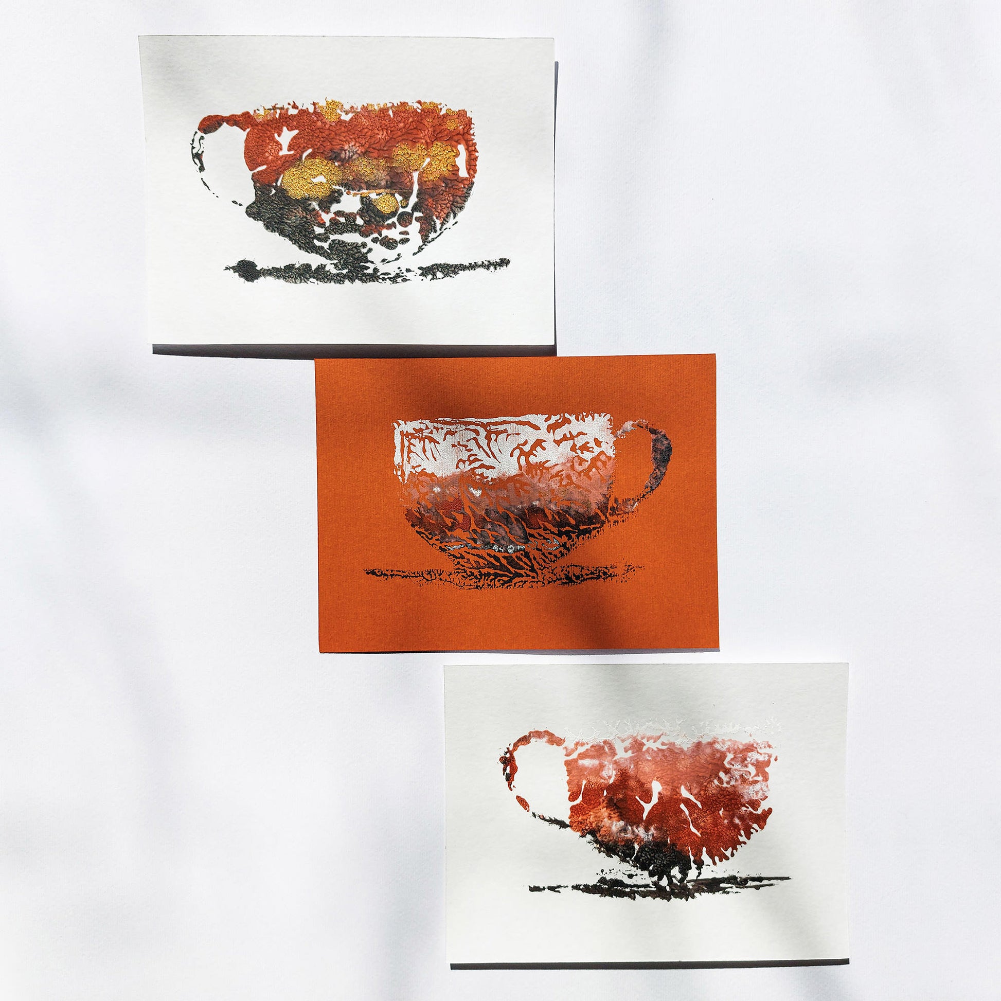 abstract cup of coffee gallery wall set of 3 monotype print modern kitchen dining room decor autumn art hostess self gift fall home office barista one of a kind coffee lover mini hot drink printmaking
wall hanging, unique wall art, trendy, thank you gift, boss, teacher appreciation gift, Summer, Spring wall art, sister in law gift, self gift, rustic wall art, retirement, Relief print, realtor closing gift, Printmaking art, plant lover gift, original illustration, original artwork, one of a kind