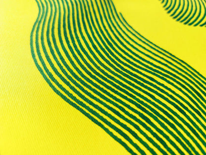 Details Yellow and green Abstract flower line drawing shapes artwork