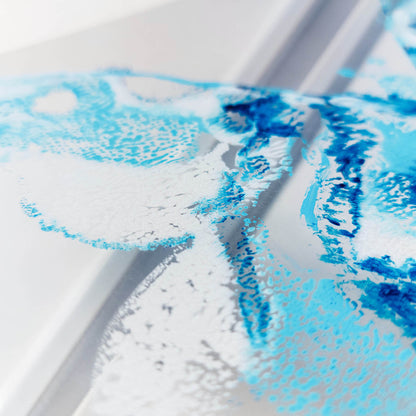 Blue White flexible plexiglass acrylic blue ink abstract butterfly large monotype print fine winter wall art staircase decor new beginnings gift one of a kind original artwork 
grandmother gift, pantry wall, grandma gift, going away gift for coworker, godparent gift, godmother gift, girlfriend gift, gift for the home, gift for best friend female, eat in kitchen wall art, yoga space wall decor, Farmhouse wall decor, farm decor, easter gift, dorm room decor, diy gift, Dining Room Decor, Dining room art