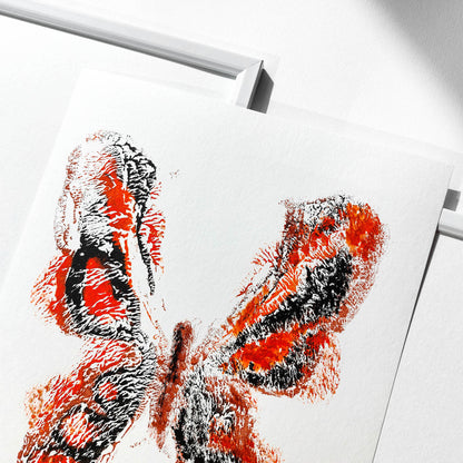 Red black abstract butterfly monotype print nordic minimalist relief acrylic original artwork handprint contemporary insect office meditation one of a kind 
daughter in law gift, Handprinted Teacher Present, Eco Friendly Xmas Present, Bedroom wall art, bathroom print, aunt gift, Aesthetic wall art, unique gift for professor, Gift for Her, Entryway Decor, Gift for Coworker, Gratitude Gift for Mentor, Eco Friendly Thank You Gift, Handmade Gift, mindfulness decor, zen home decor