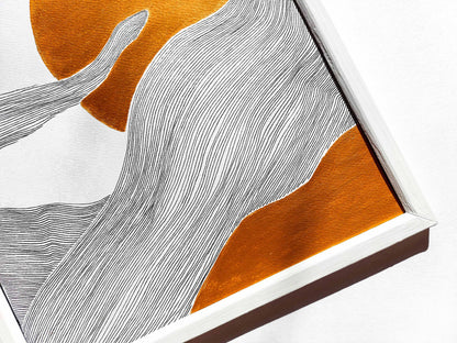 Details №6 Unique Gold sun and black line drawing shapes artwork 