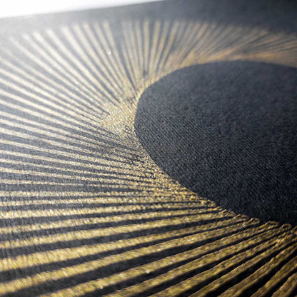 Abstract black and gold sun lines arch Linocut print Wall hanging decor