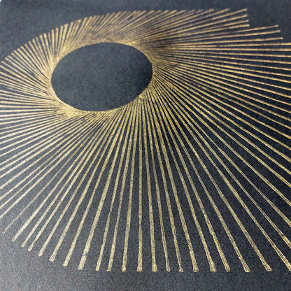 Abstract black and gold sun lines arch Linocut print Wall hanging decor, Modern kitchen art, long distance gift, living room wall art minimalist, Living room wall art, laundry room decor, kitchen wall art, Housewarming gift, hostess gift, home gift unique, heirloom gift, handmade gift for women, handmade gift for the home, grandmother gift, grandma gift, going away gift for coworker,