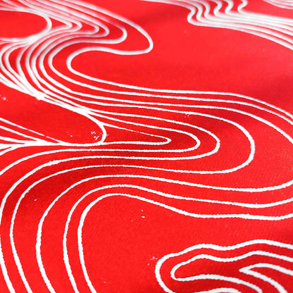 Red Abstract Japanese Cloud Linocut Print Original Artwork Printmaking Modern Living Contemporary Bedroom Home Gift Minimal Holiday Decor One of a kind 