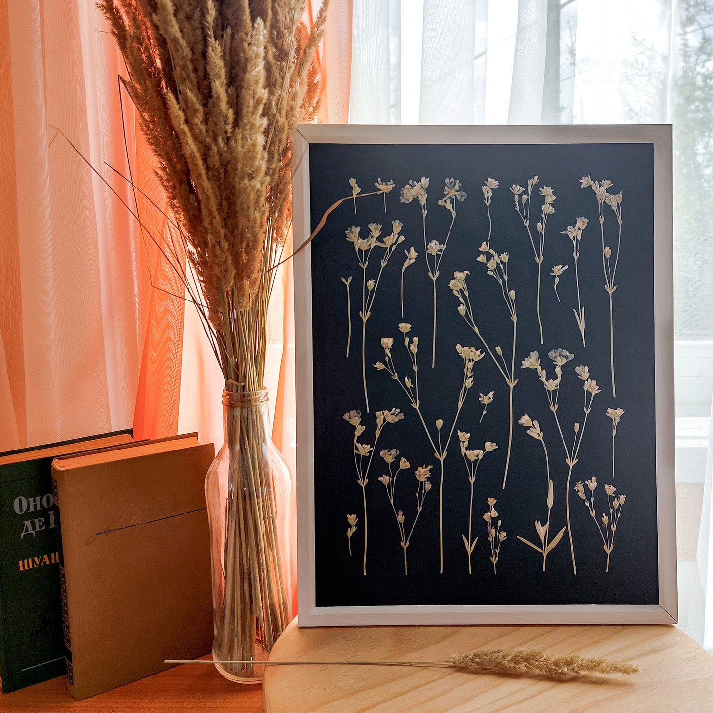 black wall decor
dried flowers
original artwork
botanical wall art
wildflower wall art
nature wall art
farmhouse wall decor
cottagecore wall art
plant lover gift
one of a kind
herbarium decor
grandmother gift
pressed flowers