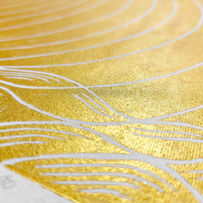 Gold classical Lino Sun sea Living room wall art Original artwork Linocut print japanese Mid century modern Rising sun Bedroom decor Gift hostess fall home autumn landscape mindful christmas minimalist printmaking bohemian linogravure abstract lines contemporary living block relief handprint decoration geometric unique dopamine eclectic scandinavian trendy aesthetic above bed man cave apartment housewarming dining room dorm entryway laundry office hostess mom mother fall thanksgiving mother