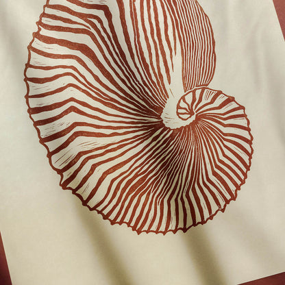 hampton decor abstract brown sea shell linocut print summer wall art original artwork classical relief lino maritime living linogravure 
hand carved, wall hanging, unique Vintage art, unique wall art, trendy wall art, thank you gift boss, teacher appreciation gift, master bedroom, Summer wall art, large wall art, sister in law gift, shelf decor, self gift, rustic artwork, Retro scandinavian artwork, handprint, retirement gift, Relief print, realtor closing gift, Printmaking art, original illustration