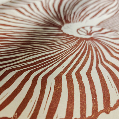 hampton decor abstract brown sea shell linocut print boho summer wall art original artwork classical style relief island luxe wall art lino maritime living linogravure Resortcore Tourist-Chic printmaking block handprint modern unique scandinavian minimalist geometric textured aesthetic moody unique wall hanging summer bathroom heirloom dorm laundry nautical above bed decor entryway decordried home office new home gift housewarming self DIY minimalism art