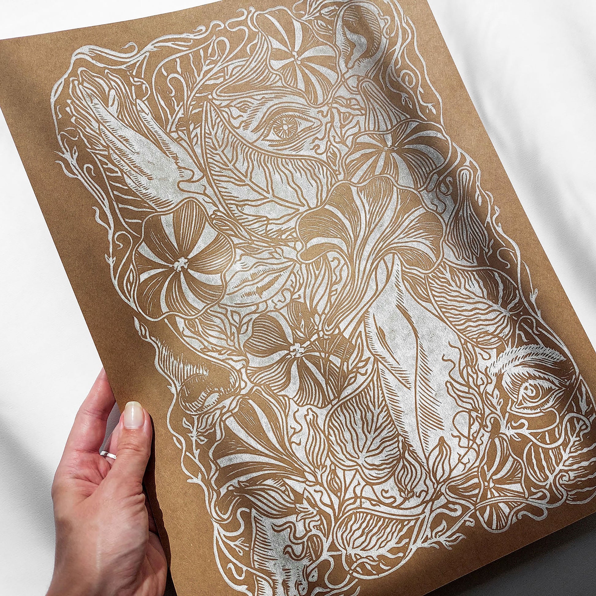 White craft Cottagecore Body Human Parts Woman Eye Hand Lips Nose Bellflower Linocut Print Original Artwork Color Year 2025 Mocha Mousse Flower Wall Art 
Linogravure, Linocut print, Lino print, flower, wall hanging, unique wall art, trendy, thank you gift, boss, teacher appreciation gift, Summer, Spring wall art, sister in law gift,&nbsp; self gift, rustic wall art, retirement, Relief print, realtor closing gift, Printmaking art, plant lover gift, original illustration, original artwork, one of a kind