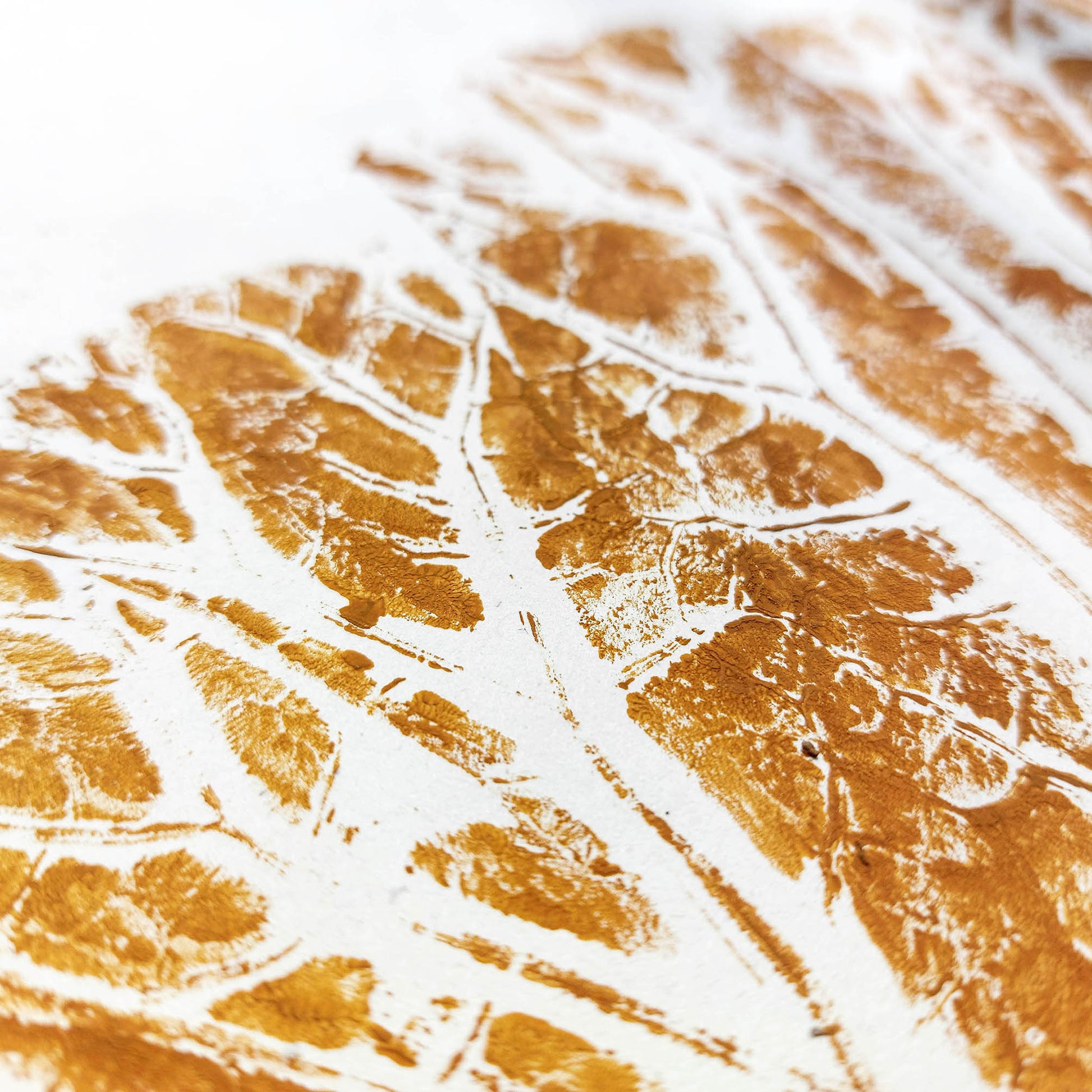 Ochre vintage textured leaf plant Monotype print Wall hanging art decor 