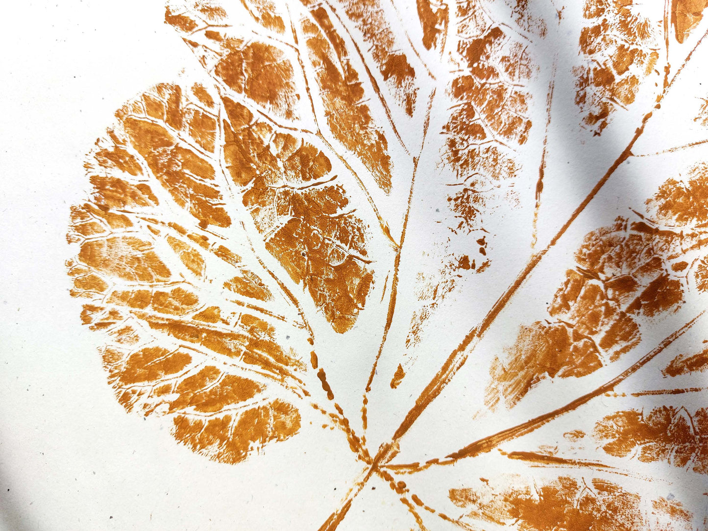 Ochre vintage textured leaf plant Monotype print for Nature lover gift UNFRAMED / for farm and classical kitchen, bedroom, living room, dining room / relief print / printmaking / unique one copy / original artwork