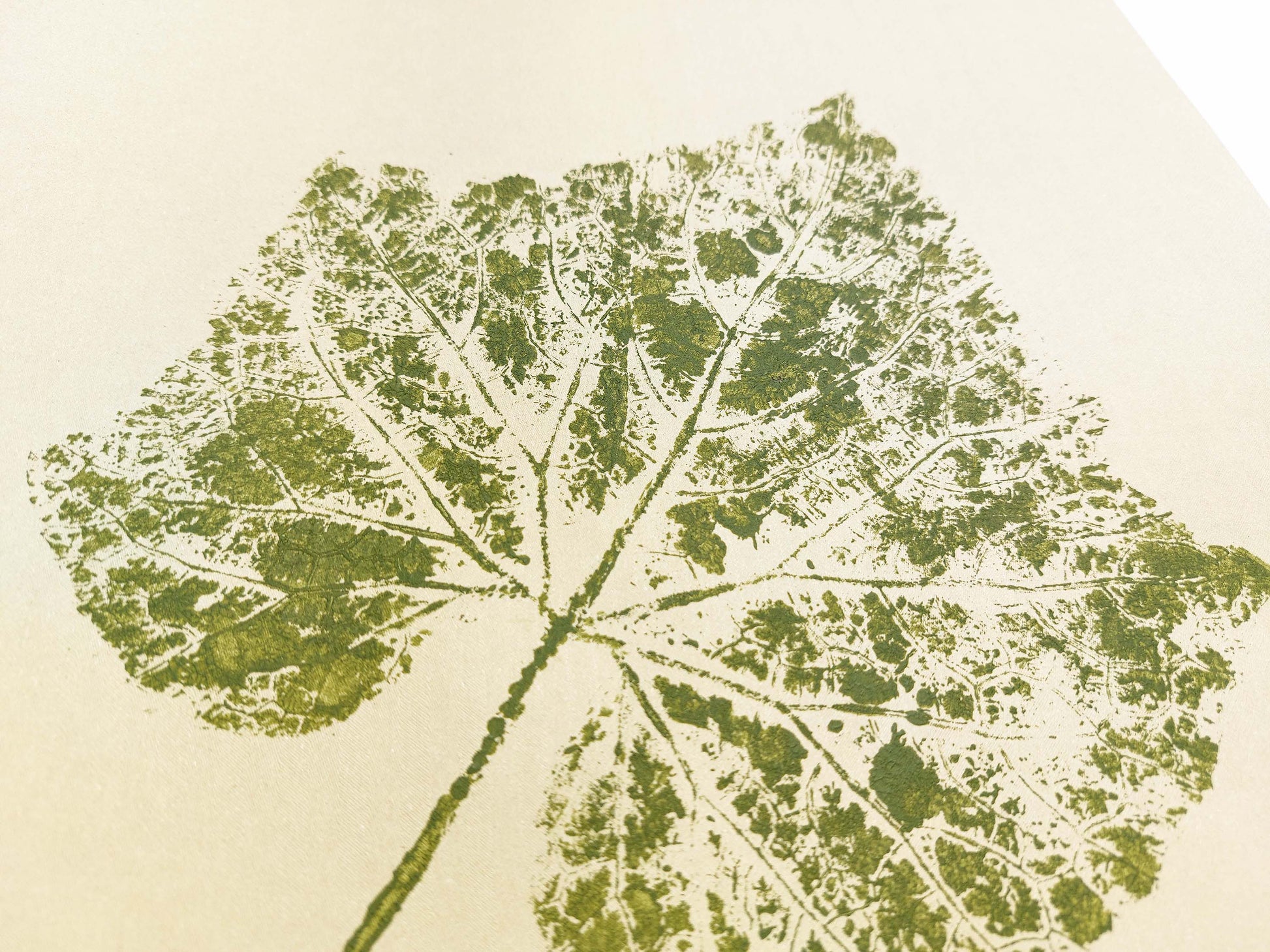 Green leaf plant vintage textured Monotype print N2 for Nature lover gift UNFRAMED for modern kitchen, living room, dining room, bedroom decor / lino print, linogravure, printmaking, handmade wall art, new home gift