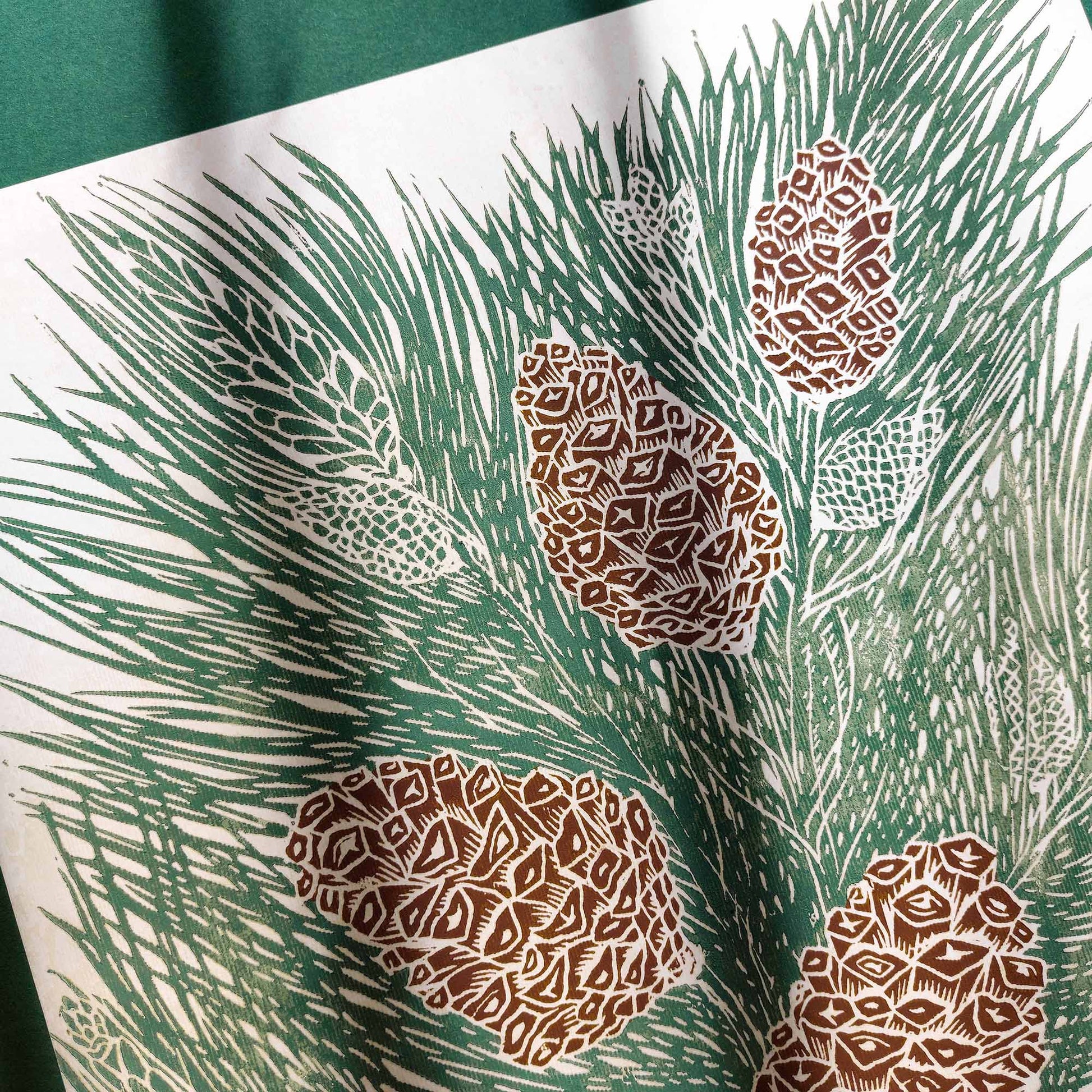 Retro Cottagecore Pine Autumn Green Linocut Print Original Artwork Nature Foraged Pinecones Bedroom Wall Art Decor Christmas Self Gift
 new mom gift, new job gift, New home gift, foyer, new grandma gift, new apartment housewarming gift, new apartment gift, staircase wall art, eclectic, minimalist Nature original art,&nbsp;mindfulness nature lover gift, reading nook decor, mothers day gift ideas, mothers day gift from daughter, mothers day gift, mother in law gift, mom birthday gift, Modern kitchen art, long