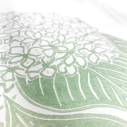 Lime cream hydrangea flowers Linocut print Wall hanging art decor