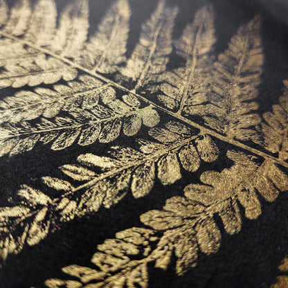 Cottagecore Christmas Gold Fern Plant Monotype Print Botanical Original Artwork Housewarming Gift One of a Kind Living Room Wall Art Decor