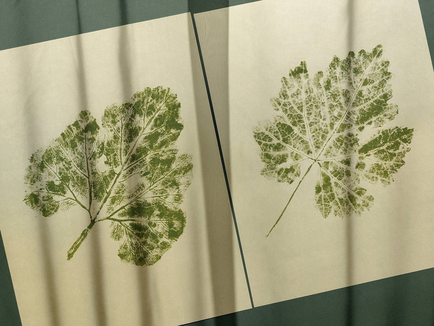 Monotype print Nature lover gift Original artwork cottagecore farm Living room kitchen Green vintage relief leaves Gallery wall set of 2 Minimalist printmaking bedroom art Foraged decor One of kind art Simple classical New first home