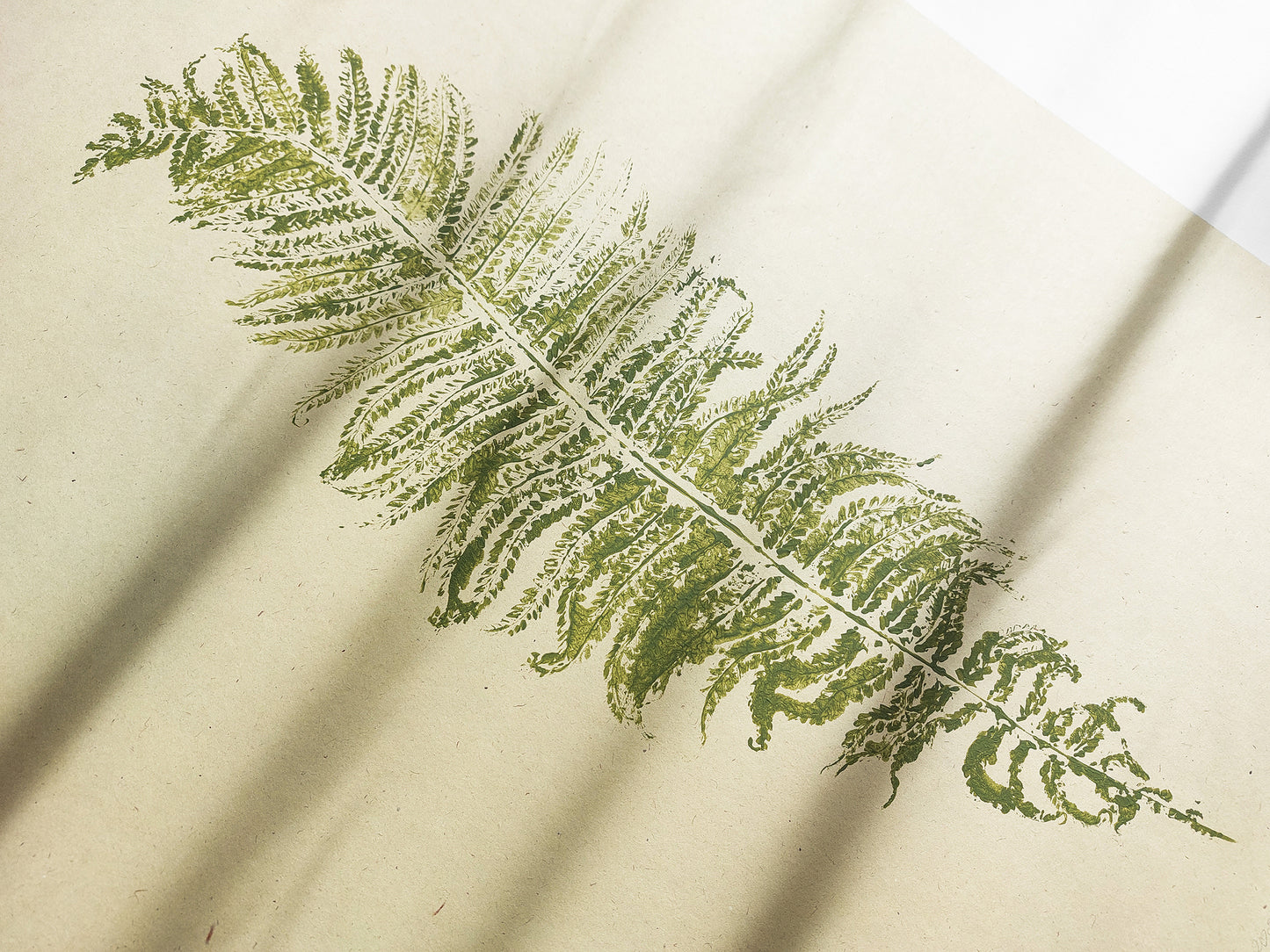 Sage green fern large relief Plant monotype print Original artwork Foraged wall art decor printmaking for Nature lover gift One of a kind Farm farmhouse nature lover Bedroom Office Home workspace Kitchen Dining room Rustic Living room